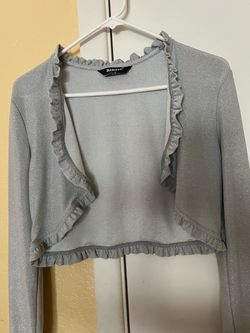 Cropped Cardigan Silver