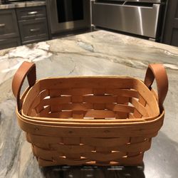 Longaberger Small Tea Basket with Leather Straps