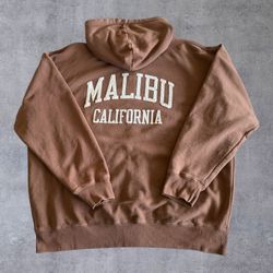 John Galt Brandy Melville Brown Malibu California Zip Up Hoodie Oversized Large