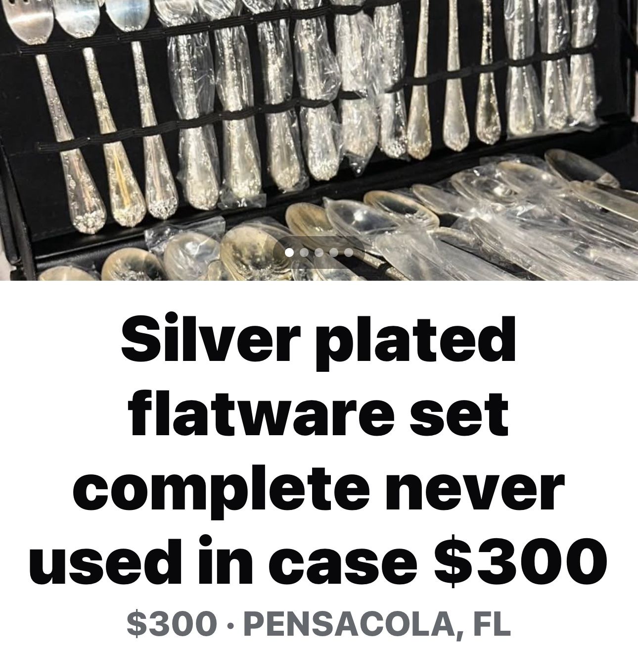 Silver Plated Flatware Complete Set $300