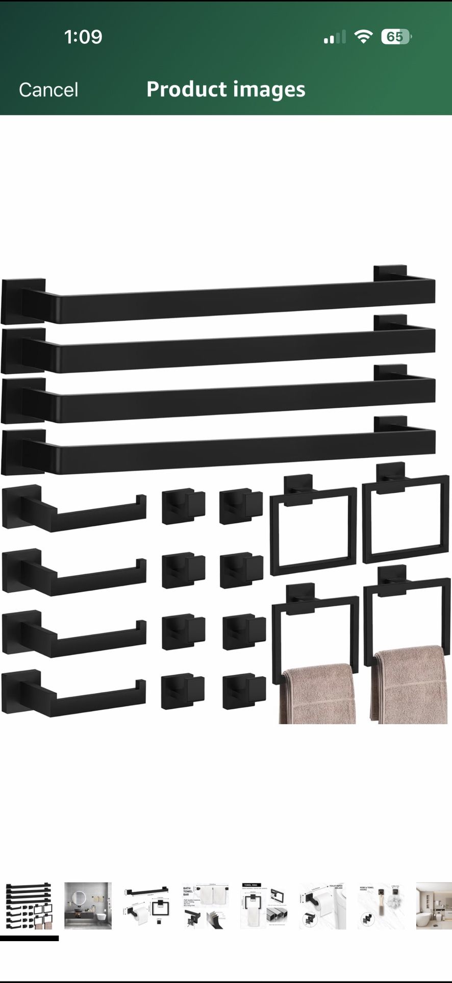 20-Pieces Matte Black Bathroom Accessories Set, 23.6 Inch Bath Towel Bar Set, SUS 304 Stainless Steel Bathroom Hardware Set, Towel Racks for Bathroom