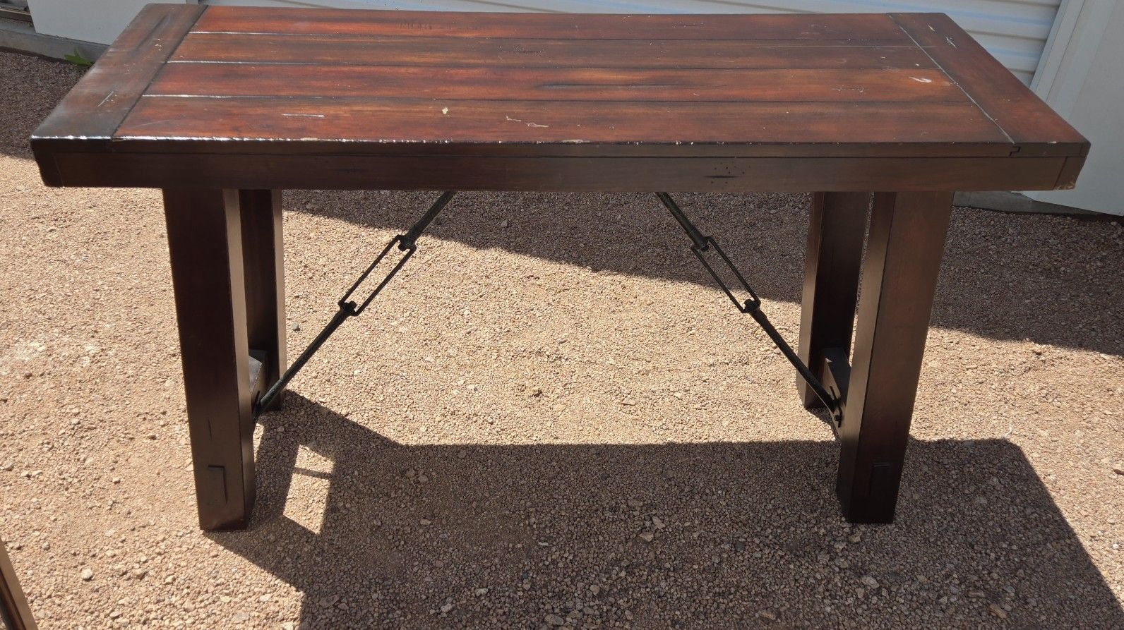Rustic wood and metal console table