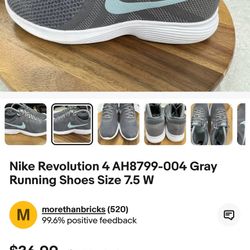 Nike Revolution Gray Running Shoes Size 9