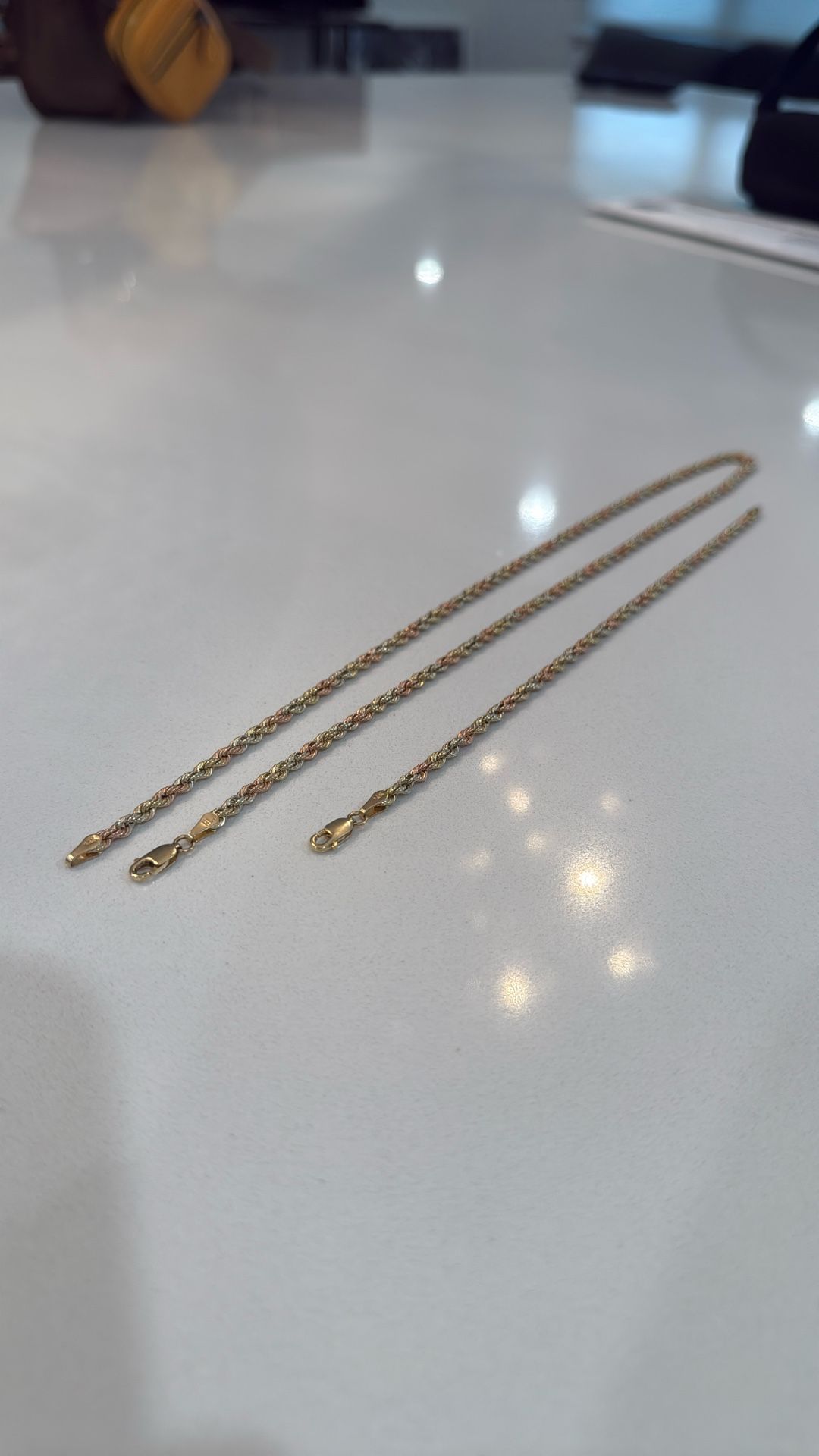 14k Gold Tricolor Bracelet And Necklace