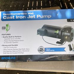 ECO-FLOW 1HP DEEP/CONVERTIBLE WELL CAST IRON JET PUMP 