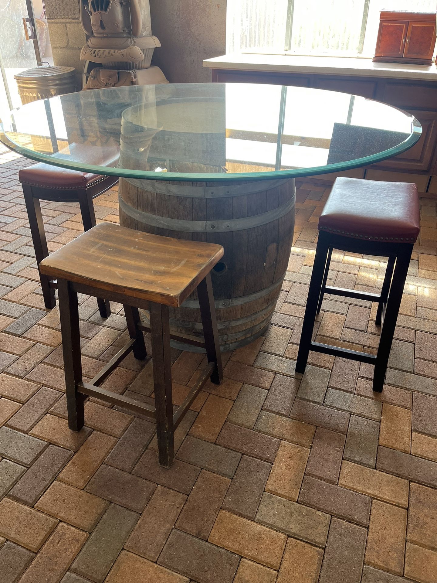 Wooden Barrel With Glass Top