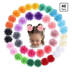 OAOLEER 40pcs 2" Flower Baby Hair Bows Clips