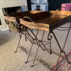 Gold “Butler” Side Tables with Tassels