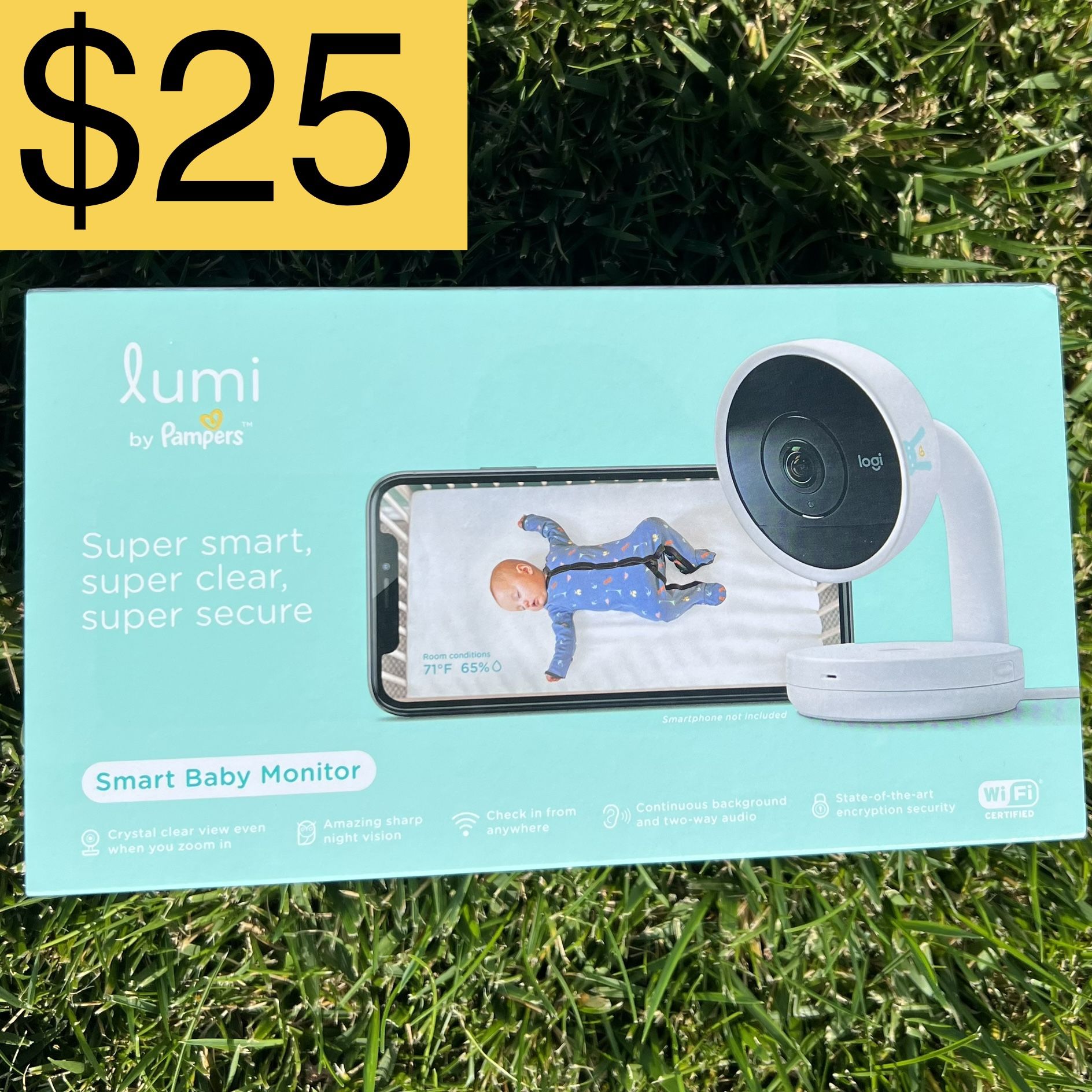 LUMI BY PAMPERS SMART VIDEO BABY MONITOR WIFI CAMERA HD VIDEO AND AUDIO BRAND NEW (RETAILS FOR $175+) SELLING FOR $25