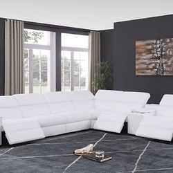 6pcs Power Leather Recliner Sectional 