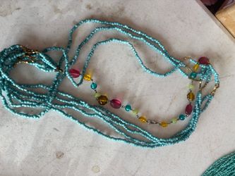 Turquoise Multi-Strand Seed Bead Necklace