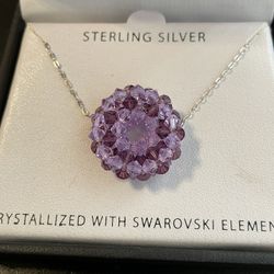 Necklace Sterling Silver With Crystal 