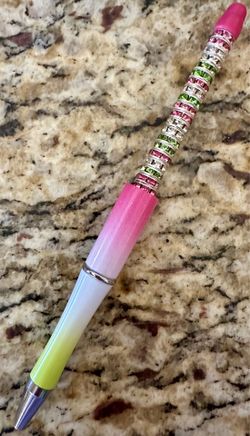 Pink Green Ombre Beaded Pen