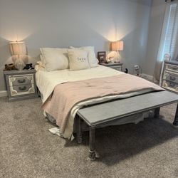 Queen Vintage Custom headboard, bench. dresser & 2 nightstand set