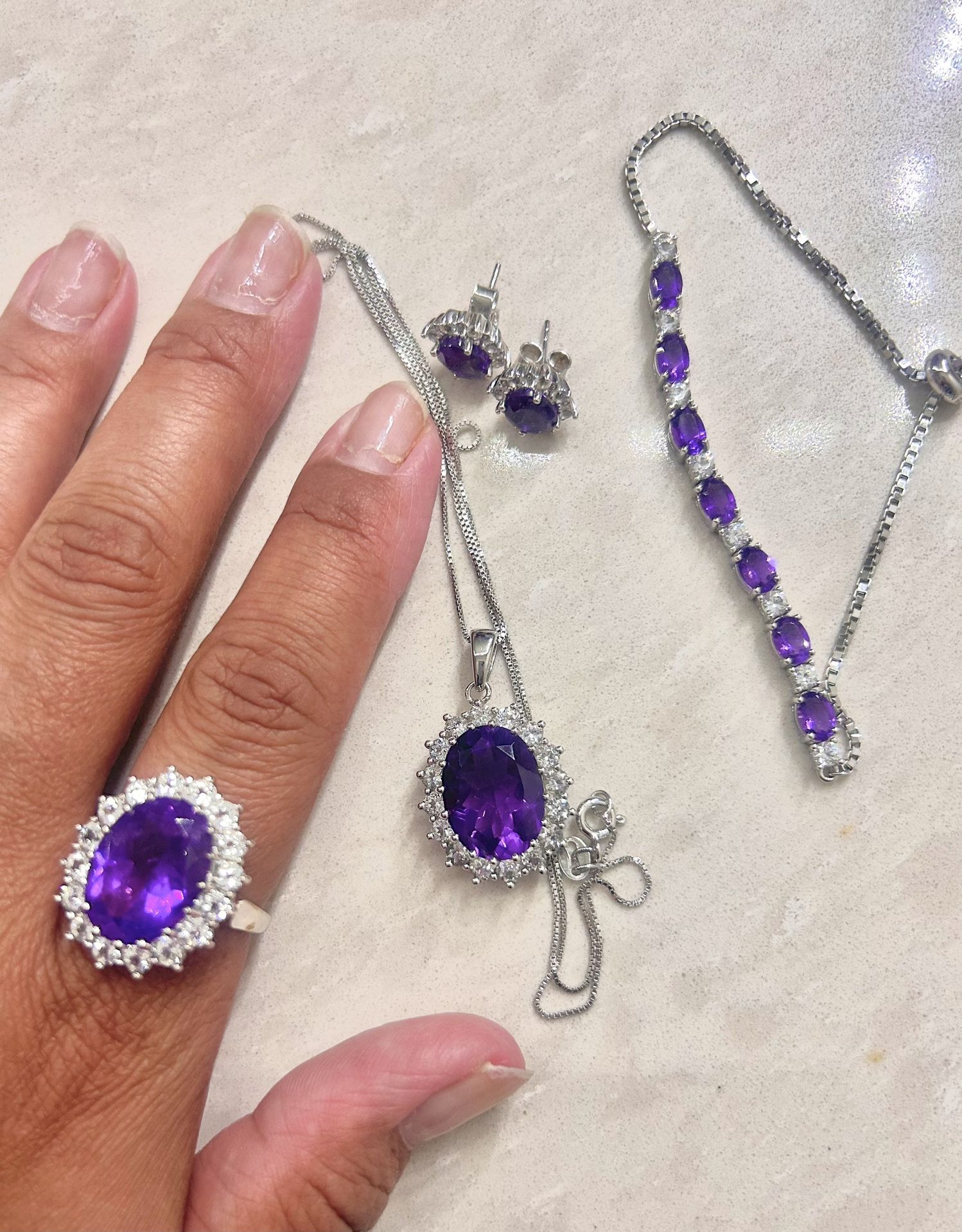 Amethyst Sterling Silver Set