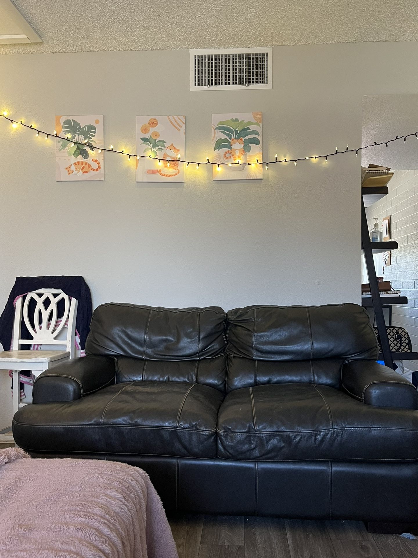 Brown Leather Loveseat – Comfy & Stylish, Gently Used