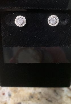 Sterling silver diamond earrings