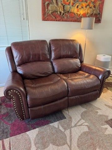 Leather Love Seat Sofa w/ Dual Recliner