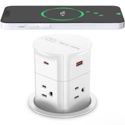 ANNQUAN Automatic Pop Up Countertop Outlet 15W Wireless + 4 AC,2 USB-C,1 USB-A