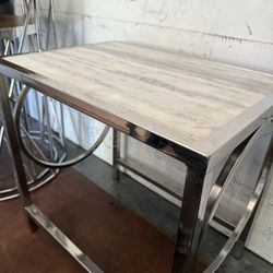 Real Marble And Chrome Base Rectangular Side Table