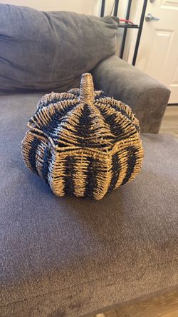 Handcrafted pumpkin basket with lid