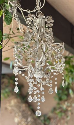 Petite Ornate Crystal Prism Pendant Chandelier 