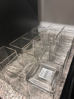 Briarwood Clear Square Glass Vases Set