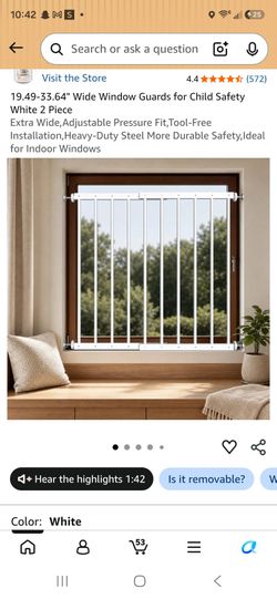 19.49-33.64" Wide Window Guards for Child Safety White 2 Piece
Extra Wide,Adjustable Pressure Fit,Tool-Free Installation,Heavy-Duty Steel More Durable