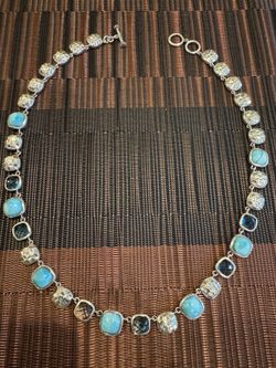 Marahlago Larimar Blue Spinel Statement Necklace 18”