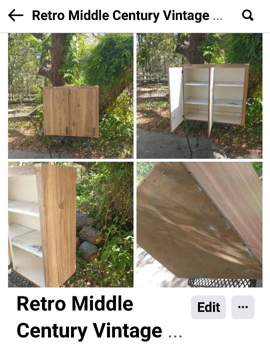 Solid Wooden Retro Middle Century Cabinet
