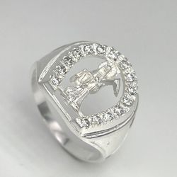 Santa Muerte Ring 925 Sterling Silver Grim Reaper Horseshoe