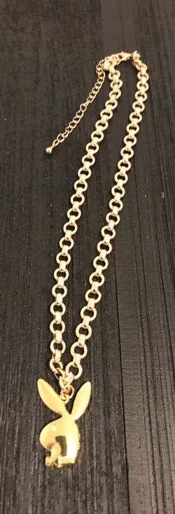 Designer Gold Tone Stainless Steel Necklace with Playboy Bunny Pendant
