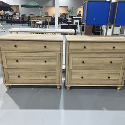 (morrow) New WAMPAT Dressers Set of 2 for Bedroom with 6 Drawers, Oak Kids Dressers with Wide Chest of Drawers, Mid Century Modern Wooden Closet Stora