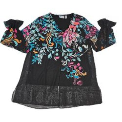 Susan Graver Women’s Sheer Floral Tunic Blouse – Size M