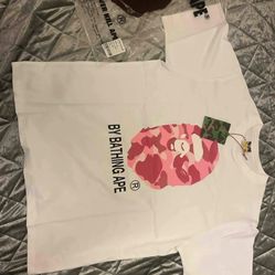 White and pink bape shirt