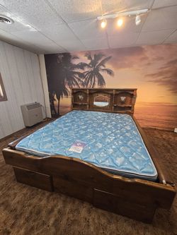 King Size Wood Bedframe with 6 Drawers