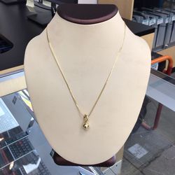 18 K Cuban Link With Ball Pendant