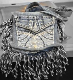 Blue Denim Fring Purse