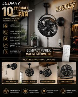 LEDIARY 10" Small Wall Mount Fan