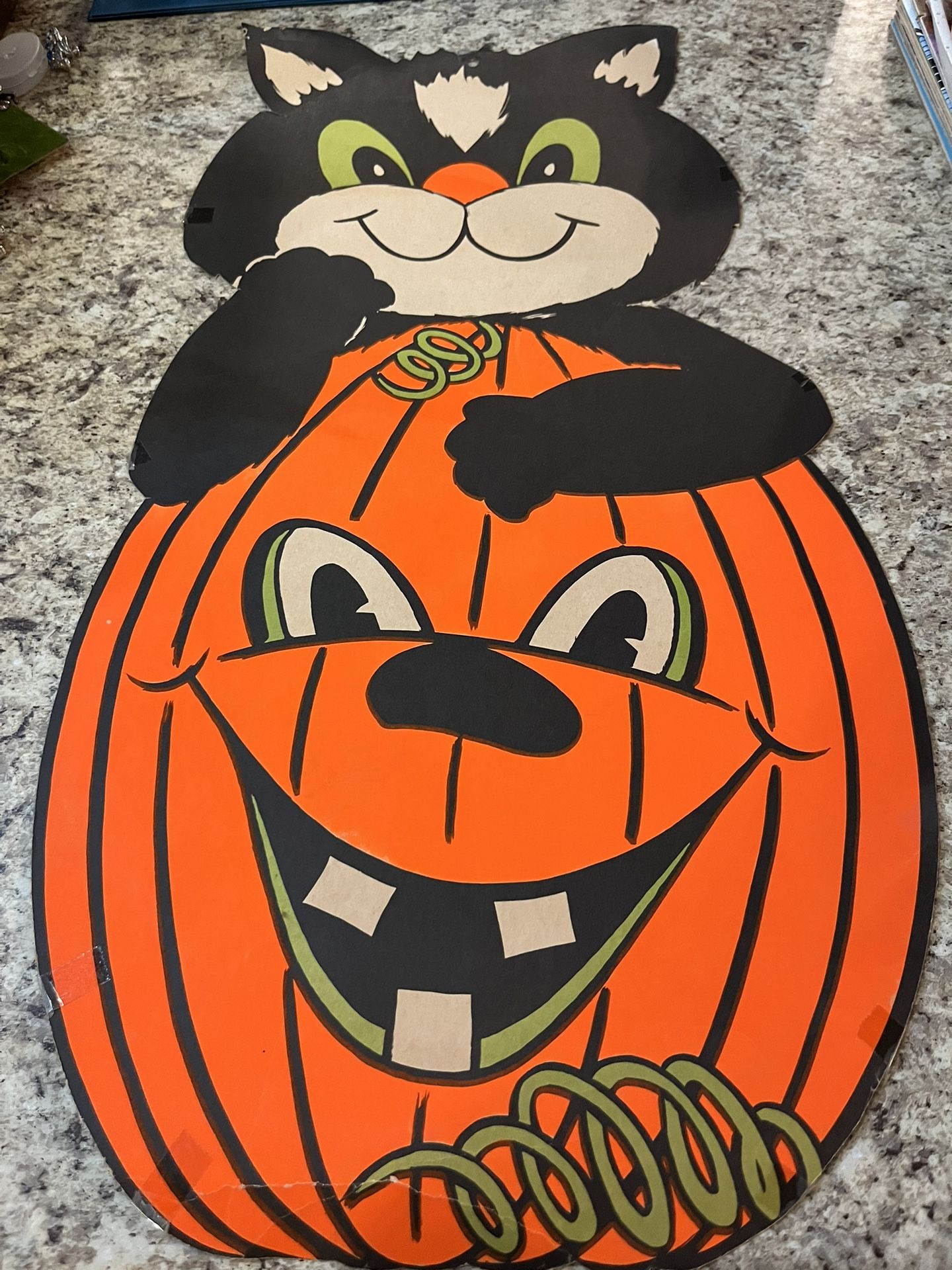 Vintage 1950s/60s Lg Halloween Cat Die Cut Decor