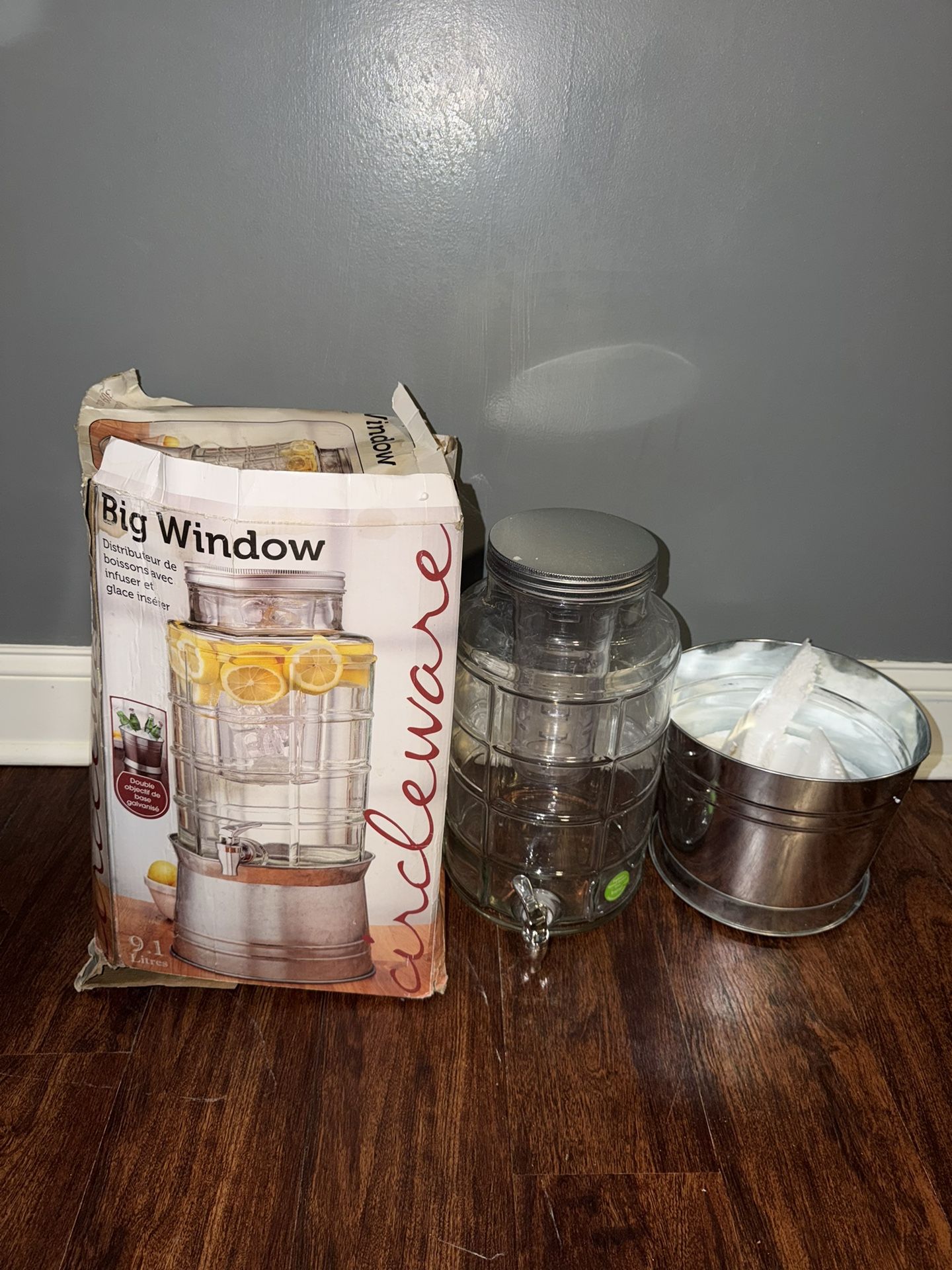 9 liter drink dispenser with infuser and ice bucket