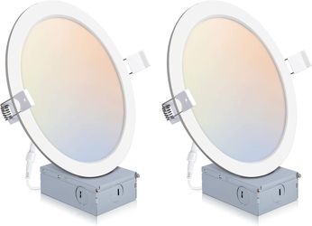 New Recessed LED Lights, Ultra-Thin, 2-Pack, with Junction Boxes, Dimmable, Color Choice.