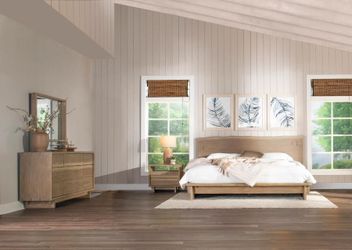 Bedroom set 4 pc Queen size Weathered Oak finish, Platform bed, New Especial price 