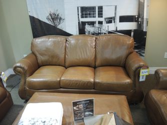 Rocky Mountain Leather Jackson Leather Roll Arm Sofa
