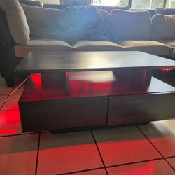 Coffee Table with Storage and LED Lights