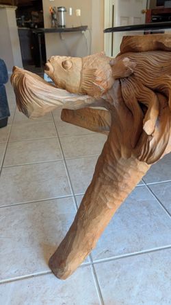 Large hand carved coffee table