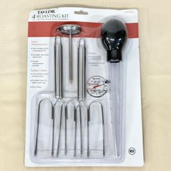 NEW Taylor 4 Piece Turkey Roasting Kit Meat Thermometer Lifters & Baster 3504TLB