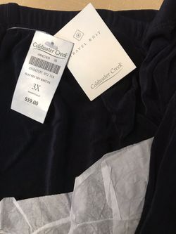 Brand New Coldwater Creek 3X Navy Flat front Travel Knit Pant