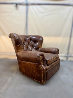 Restoration Hardware Churchill Leather Swivel Chair Delivery Available