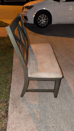 Gray Wood Dining Chair with Upholstered Seat